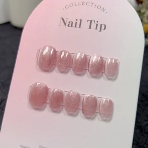 10pcs Pink Cat Eye Handmade Press on Nails Simple Fake Nails False Nail Artificial Nail Накладные Ногти Uñas Postizas Mujer 네일팁