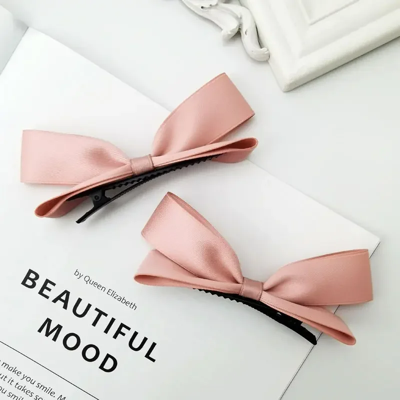 2pcs Cute 3D Bow Hair Clips Cute Sweet Pink Girls Bangs Hair Pin Elegant Headwear Girls Women Hair Accessories