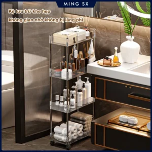 Mobile Storage Rack Trolley Organizer With Wheels Acrylic Narrow Slit Storage Cabinet Bathroom Home Multi-layer Organizer