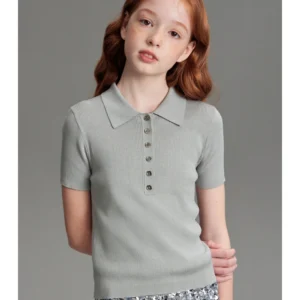 Ellekids Slim Fit ort Sve Ne Knitwear for Girls Summer New Sle Children's Clothing Ry Cotton Blend Lightweight