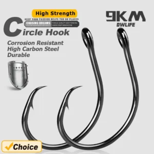 Inline Circle Hooks Freshwater Fishing Catfish Hooks 25~100Pcs Wide Gap Non-Offset for Bass Walleye Crappie Fishing Circle Hooks