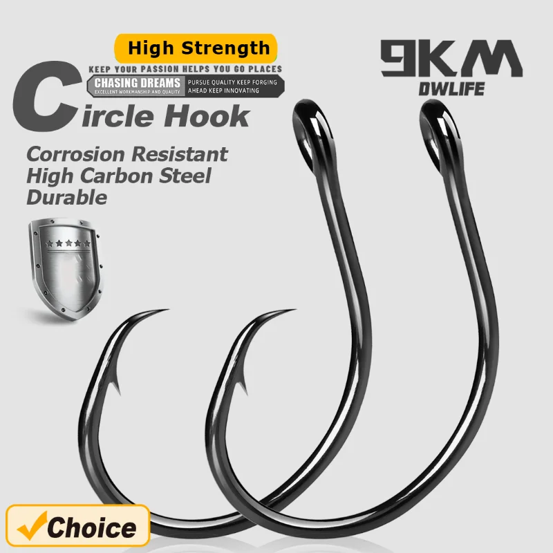 Inline Circle Hooks Freshwater Fishing Catfish Hooks 25~100Pcs Wide Gap Non-Offset for Bass Walleye Crappie Fishing Circle Hooks