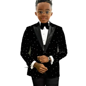 Luxury Beads Boy Wedding Tuxedos Kids Wear Party Prom Slim Fit One Button Suits Custom 2-piece Set