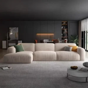 Luxury L-shaped living room sofa 340cm and 70 * 70cm footstool all green