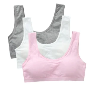 3PCS Kids Cotton Sports Training Bra Solid Color Young Children Underwears Teenage Girls Crop Tops Development Student Vest Bras