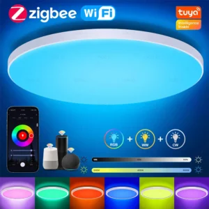 Tuya Zigbee Smart LED Ceiling Lamp WiFi Room Decor RGBCW Ceiling Light App Voice Control Alexa/Google Round Ceiling Lights