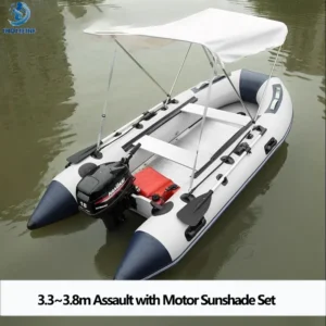 5-6 Person Assault Boats With Aluminum Floor 3.8m PVC Anti-collision Fishing Inflatable Rowing Boat Speed Raft Accessories