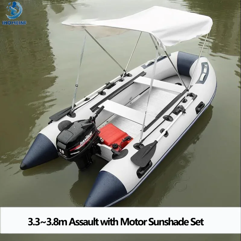 5-6 Person Assault Boats With Aluminum Floor 3.8m PVC Anti-collision Fishing Inflatable Rowing Boat Speed Raft Accessories