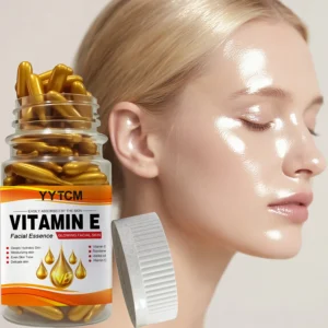 Vitamin E Deep Moisturizing Capsule Essence, Hydrates and Smoothes the Skin, Contains Plant Squalane, Vitamin C, Deep Hydrating and Brightening Skin Essence (0.4g X 90 Capsules)/Bottle-1 Bottle