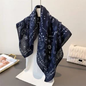 70*70cm Luxury Cashew Square Scarves For Women Soft Stain Neck Scarf Shawl Warp Elegant Neckerchief Bandanas Paisley Print Hijab