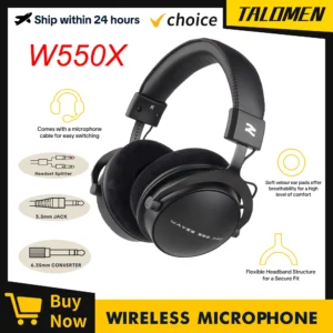 TALOMEN W550X Corded Studio Headphones Stereo Professional DJ Headphones Over-Ear Monitor Headphones with Detachable Cable Gift
