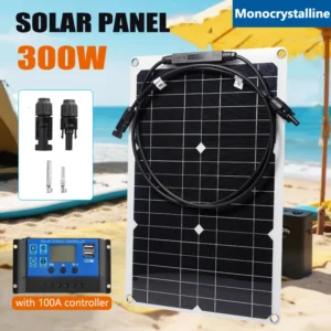 300W Solar Panel Kit 18V Monocrystalline Silicon Solar Cell With 100A Controller Power Charger for RVs Ships Outdoor Camping