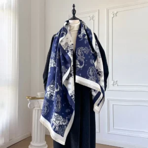 Women Elephant Pattern Scarf Shawl Double-sided Jacquard Imitation Cashmere Shawl Thickened Warm Scarf Fashionable Scarf Winter