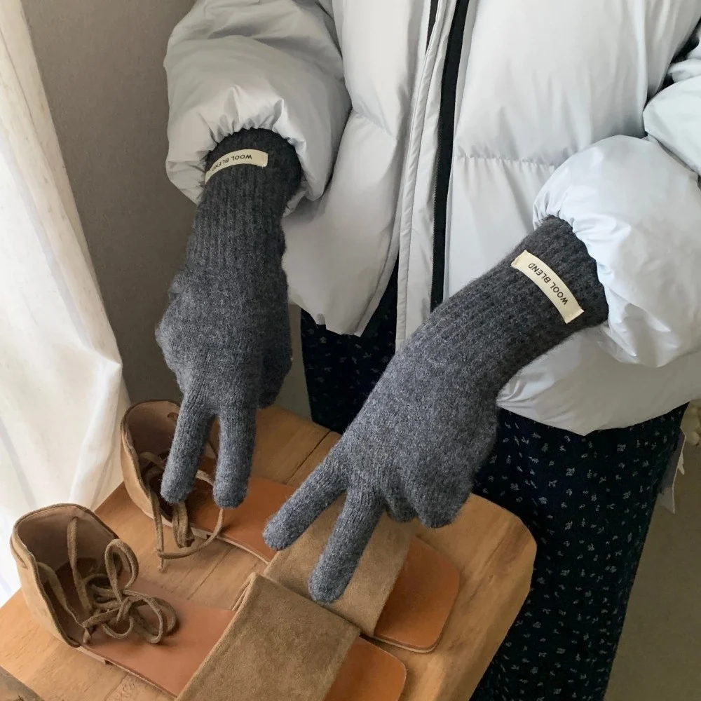 Fashion Solid Color Touch Screen Knitted Gloves Women Winter Gloves Warm Gloves Solid Work Gloves Harajuku Mittens For Women