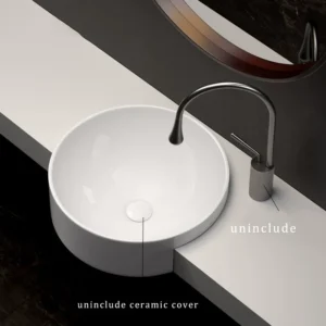 Elegant Ceramic Vessel Sink, Round Appearance Built-In Design Ceramic Washbasin - Ideal for Modern Bathroom Fixtures, Suitable for Dressing Rooms, Vanities, and Bathrooms.