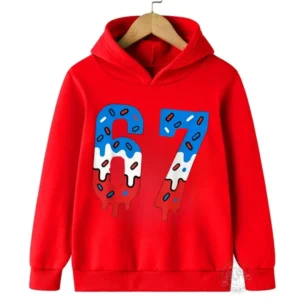 67 digital printed hooded children's casual, fashionable, fun, comfortable sports hoodie for children