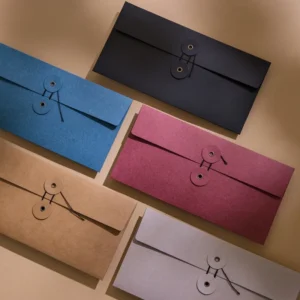 20PCS Color Paper Envelope 200gsm Kraft Gift Envelopes 22x11cm Winding Storage Bag Invitation Packaging Envelope Party Supplies