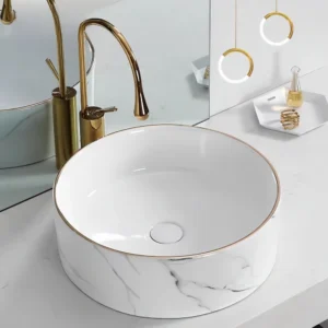 Luxury European Gold Ceramic Basin - Vanity & Balcony Art Sink (No Faucet), Matches Bathroom Cabinet