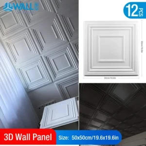 12pcs 50cm 3D Wall Panel 3D wall sticker Relief Art Wall Panel not self-adhesive Sticker Living Room Kitchen bathroom Home Decor