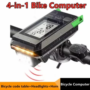 Bike Headlight With LCD Display Speedometer And Horn USB Rechargeable Bicycle Computer Bike Light For Outdoor Cycling Code Table