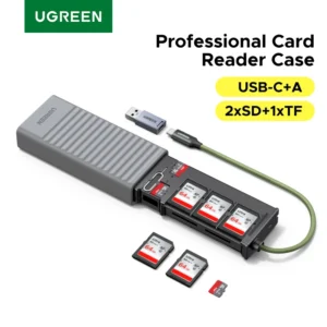 UGREEN USB-C Card Reader Storage Case High-Speed Memory Card Case OTG Adapter with 12 Slots Holder for Cameras SD TF Card Holder