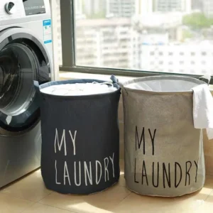 Cotton and Linen Laundry Basket Household Foldable Laundry Basket Waterproof Clothes and Toys Storage Bucket Laundry Supplies