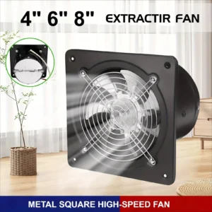 4/6/8" Exhaust Fan Metal Iron Ventilation Extractor,Silence with Anti-backflow Check Valve Window&Wall Mount Vent Fans for Home