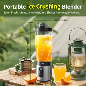 Portable Ice-Crushing Blender, 600ml High-Speed Blending for Smoothies, , Shakes, Food Prep, and Frozen Blending