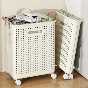 Extra Large Wheeled Folding Laundry Basket Breathable Large Capacity with Handles Suitable For Families Hotels and Dormitories