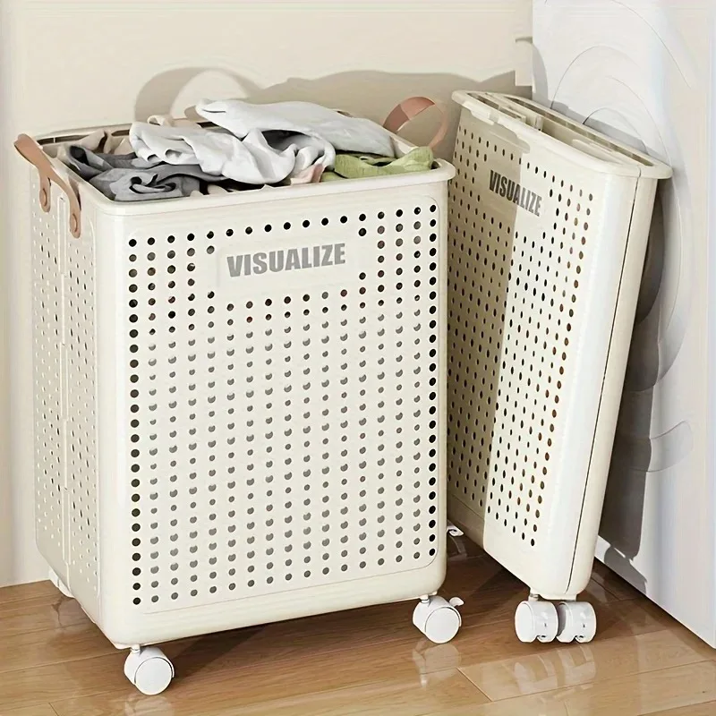 Extra Large Wheeled Folding Laundry Basket Breathable Large Capacity with Handles Suitable For Families Hotels and Dormitories