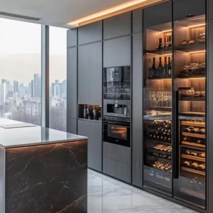 Custom Luxury Freestanding Wine Refrigerator Compressor Cooling Intelligent Extendable Cabinets for Home Furniture Living Room