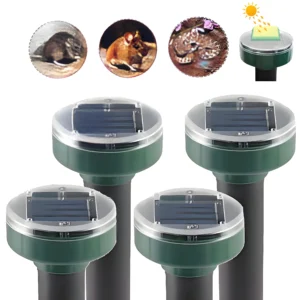 Mouse Repellent Ultrasonic Solar Powered Mole Repellent Stakes Outdoor Pet Safe Groundhog Repeller Snake Rodent Deterrent Device