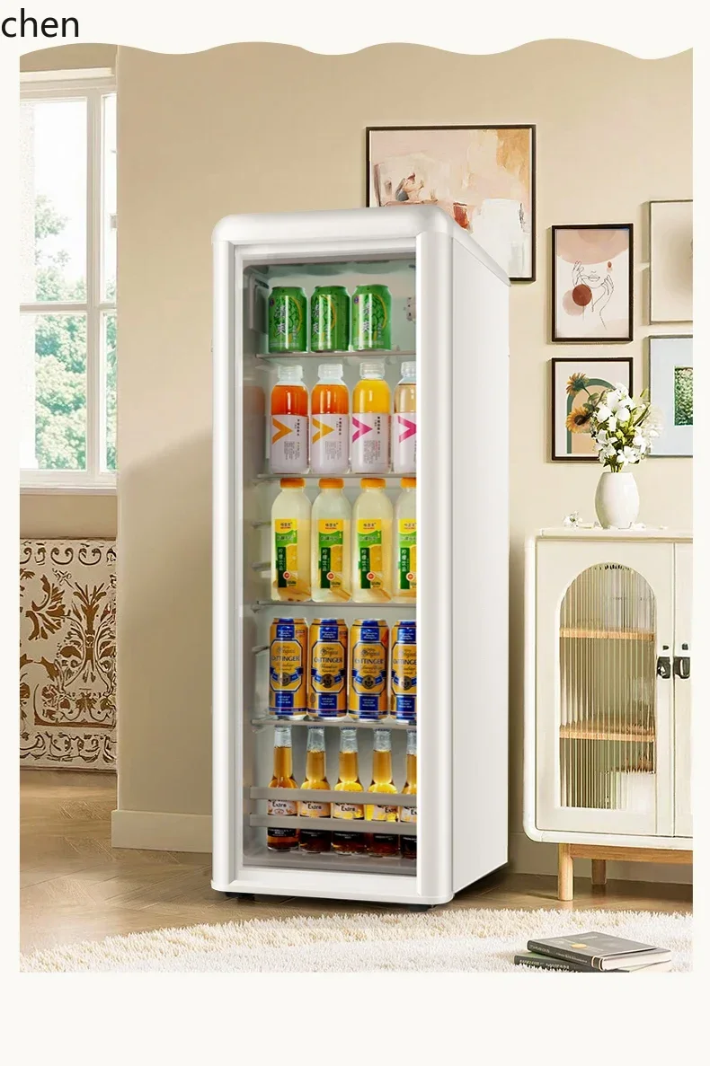 transparent ice bar small home office beverage tea refrigerator single door fresh-keeping glass refrigerator