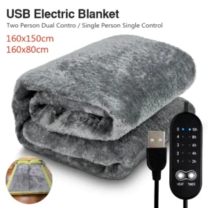USB Electric Heating Blanket Overheat Protection Plush Winter Warm-up Adjustable Temperature Timing Five-speed Heating Pad