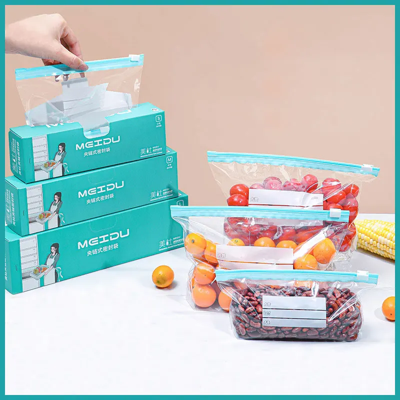 Reusable Zipper Bag Stand Up Zip Shut Plastic Freezer Bag Fruit Vegetable Ziplock Kitchen Food Storage Organizer Pouch