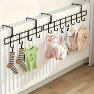 Wall-Mounted Heater Rack with Hanging Rods - Heavy-Duty Metal Clothes Drying Rack for Winter Clothes/Hats/Shoes