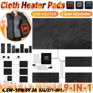 Winter Heating Vest Pads USB Electric Heated Jacket Heating Pad 3 Gear Adjustable Outdoor Themal Warm For DIY Heated Clothing