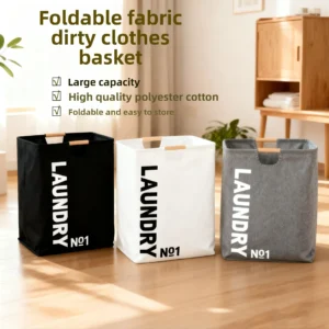 Foldable Fabric Laundry Basket with Handles Large Capacity Waterproof Storage Bin for Home and Bathroom