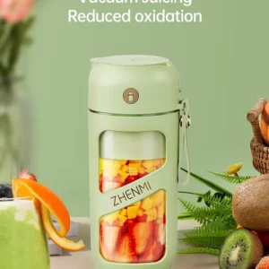 Vacuum Juicer - 12 Stainless Blades, 380ml Portable Cup, Straw-Friendly Juice Cup with Anti-Leak Design