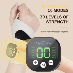 Electric Cordless Hand Wrist Massager 10 Mode Vibration Massage 29 Levels Massage Hands Rechargeable Wrist Brace Protector Wrap