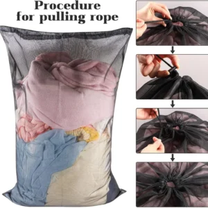 1PC Laundry Mesh Bag Solid Color Drawstring Laundry Bag Anti-snagging Anti-deformation Mesh Clothes Washing Bag 60x90cm