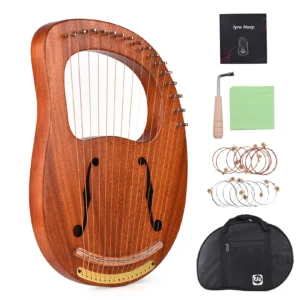 WH-16 C Tone16-String Wooden Lyre Harp Metal Strings Solid Wood String Instrument with Carry Bag Tuning Wrench Cleaning Spare