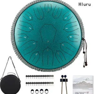 Hluru Music Drum 13 Inch 15 Notes Glucophone Steel Tongue Drum 15 Notes D Tone Ethereal Drum Percussion Musical Instruments