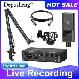 Audio Interface Professional Sound Card Depusheng MD22 Set with Monitoring Electric Guitar Live Recording For Studio Singing Mic