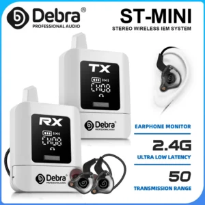 Debra New ST-MINI Stereo Wireless In-Ear Monitor System, 2.4G Digital Signal Transmission, for Live Broadcast, Stage Performance