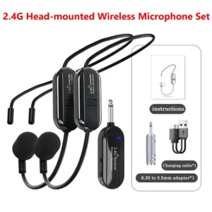2.4G Head-mounted Wireless Lavalier Microphone Set Transmitter with Receiver for Amplifier Voice Speaker Teaching Tour Guide